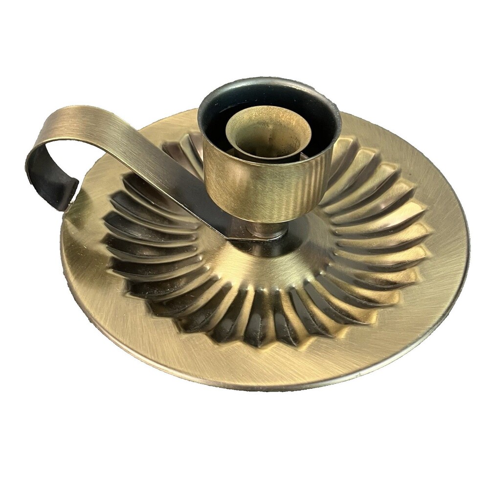 VTG Home Interiors Homco Brushed Gold/Brass Color Candle Holder MCM New In Box